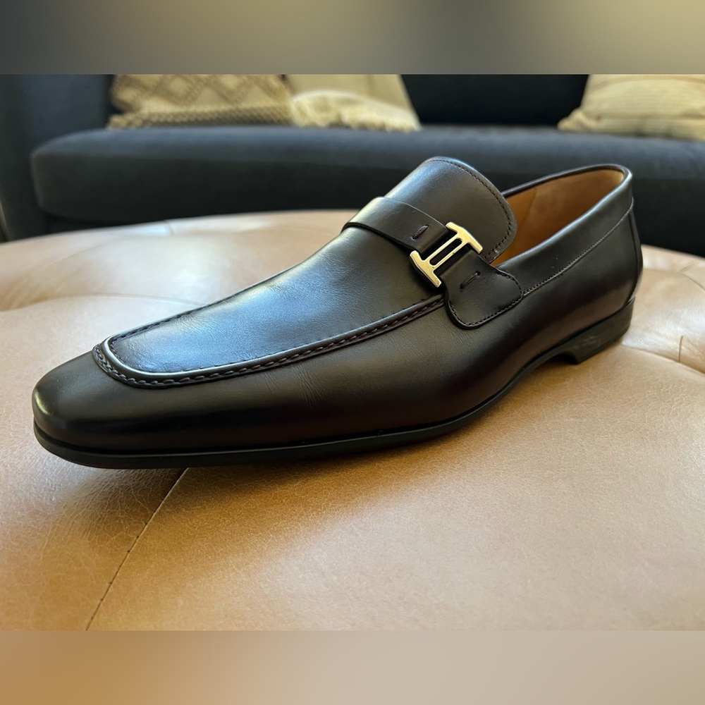 New Men's Magnanni 15061 Lino Loafer Shoes , Dark Brown Leather , Sz US 11.5